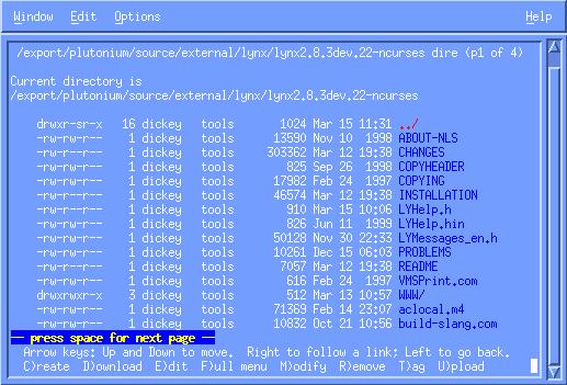 lynx (ncurses) with default colors