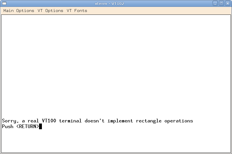 Menu shown as a VT100